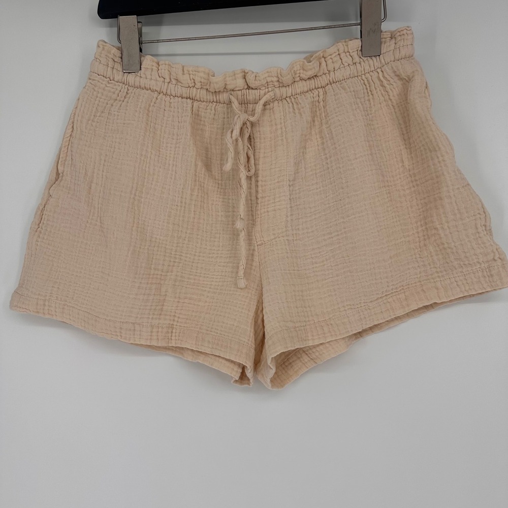 Womens Beige Cotton Gauze Paperbag Waist‎ Shorts Medium Universal Thread